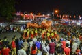 Traditional dragon dance and performance in Chinese culture at snake temple.